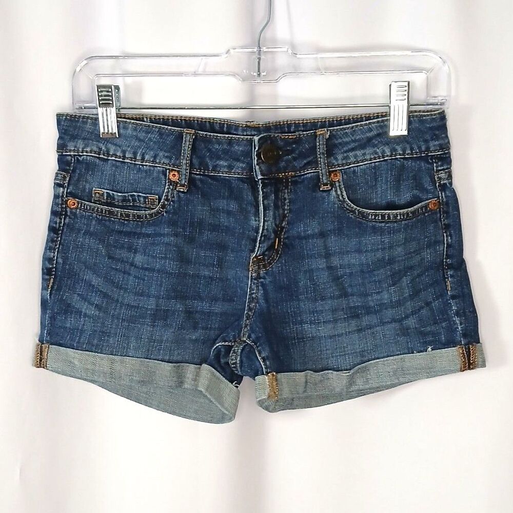 Aeropostale Midi Denim Jeans Shorts Cuffed Low Rise Stretch Pockets Womens sz: 2